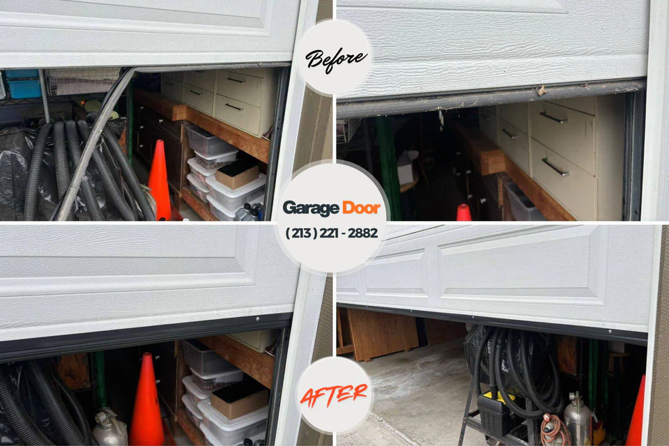 Before and after: garage door repair Rockville, MD